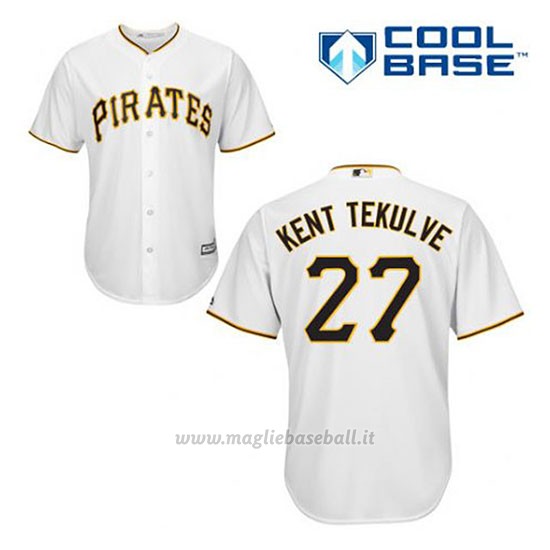 Maglia Baseball Uomo Pittsburgh Pirates Kent Tekulve 27 Bianco 1ªCool Base
